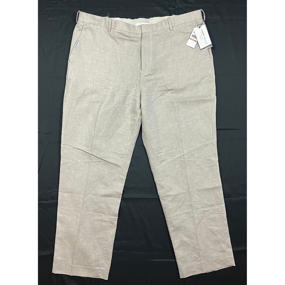 Perry Ellis Portfolio Essentials Modern Fit Pants Mens 42x30 Natural Linen